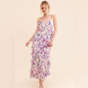 Let me be sold by Anthropologie Jia Floral Ruffle Maxi Dress Size 4